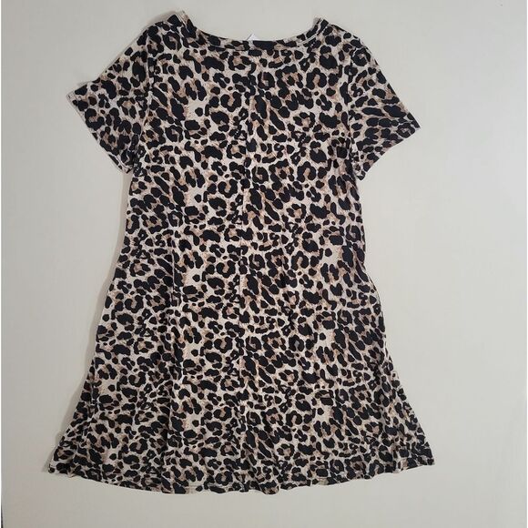 Korsis Animal Print Round Neck Swing Short Sleeve Jersey Dress - Picture 15 of 16